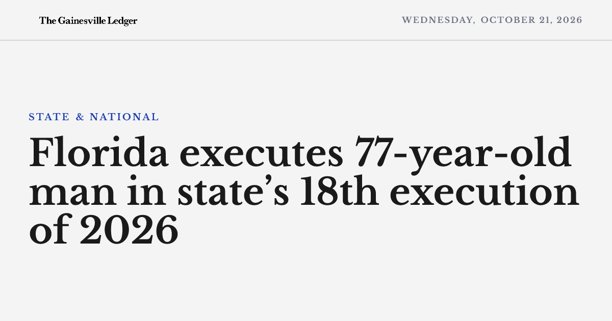 Florida executes 77-year-old man in state’s 18th execution of 2026 ...